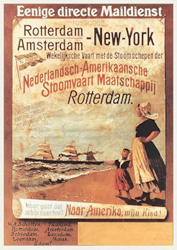 Affiche scheepvaart op Amerika