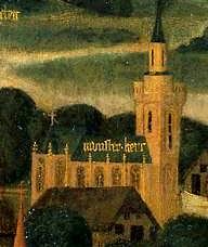 Munsterkerk zoals afgebeeld op een schilderij uit de 16de eeuw